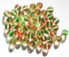25 8mm Transparent Pink & Light Green Round Glass Beads